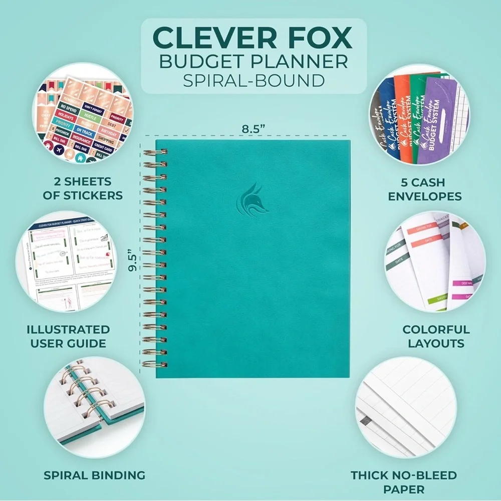 Clever Fox Undated Monthly Budget Planner Spiral Bound